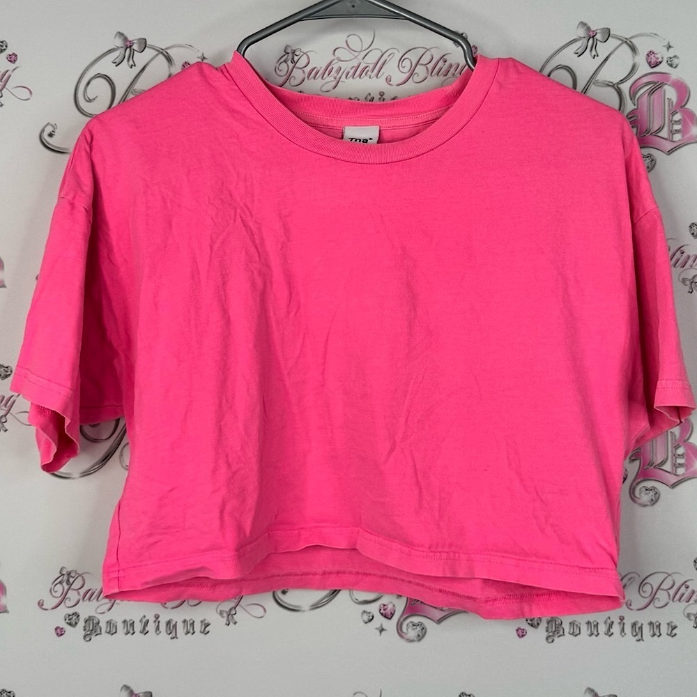 TNA crop tee tshirt neon bright Vibrant Pink Short Sleeve Tee - Picture 1 of 6